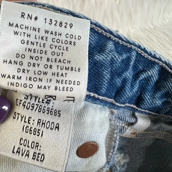 Grlfrnd Denim Rhoda Mini Skirt Blue Distressed Denim 5-Pockets USA 24 New - Picture 4 of 7